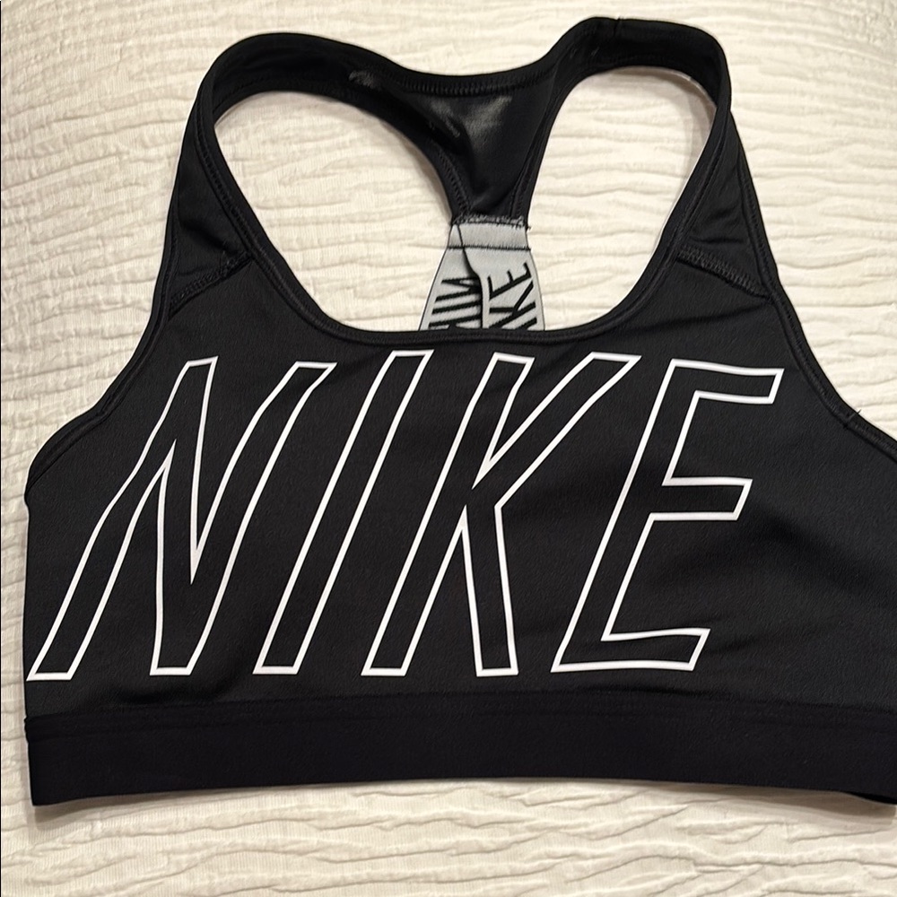 Nike Black Racerback Sports Bra with Bold Branding